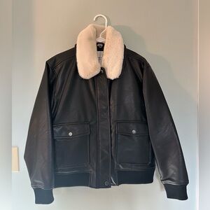 Abercrombie & Fitch Winterized Vegan Leather Bomber Jacket